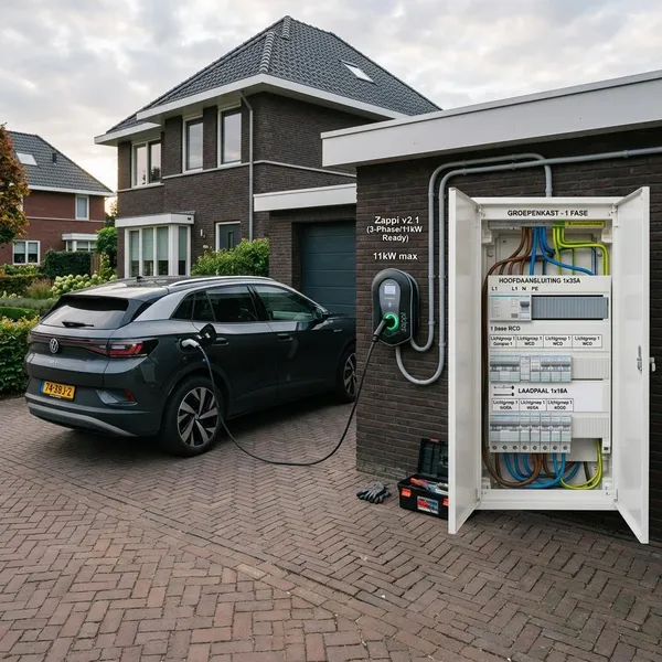 3 fase laadpaal aansluiten op 1 fase