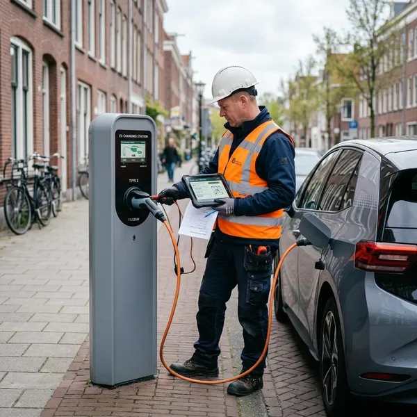 Wat wordt er bij een laadpaal gecontroleerd