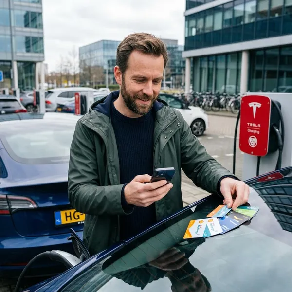 Tesla laden met een andere auto