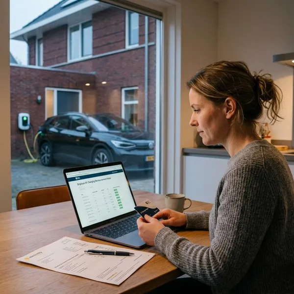thuis laden met laadpas werkgever